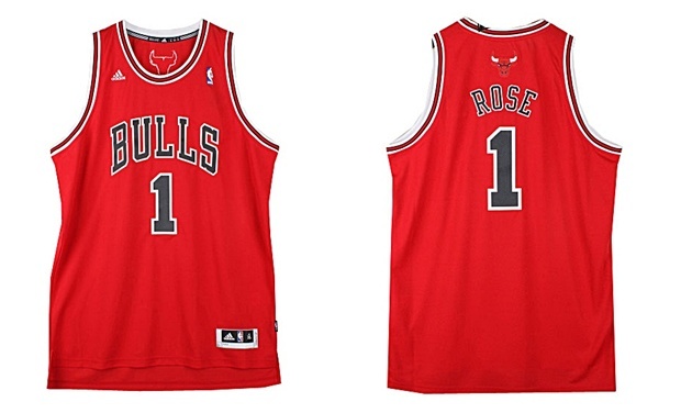 Camiseta Nba Bordada Rose Bulls Rojo Negro