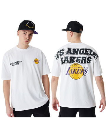 New Era NBA LA Lakers oversized mesh t-shirt in white with logo