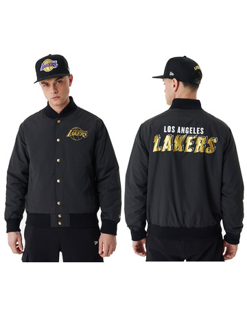 NEW ERA CAP New Era NBA Gold Foil Sleeve Printed Bomber Jacket In
