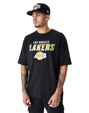 Los Angeles Lakers: Oversized T-Shirt Hoodie- Black