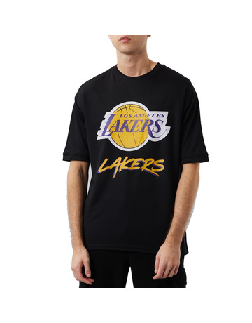 Official New Era NBA Script LA Lakers Black Oversized Tee