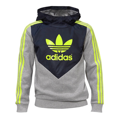 Adidas Original Sudadera Fun H Flock Niño (gris/navy/lima)