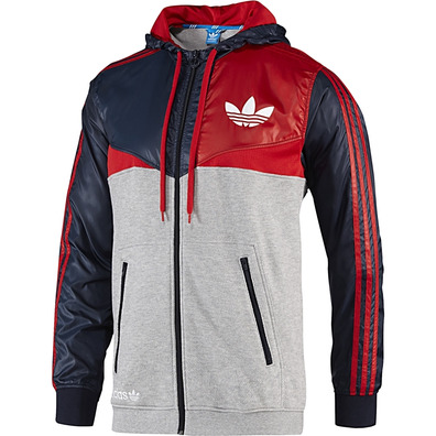 Adidas Original Sudadera Colorado Zip (gris/marino/rojo)