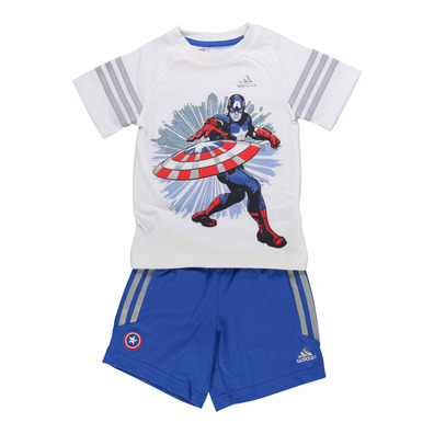 Adidas Marvel Conjunto Niño Avenger Capitan America (blanco/rojo/gris/azul)