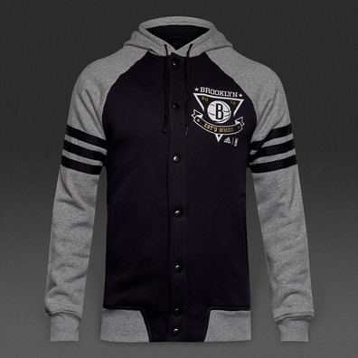 Adidas Washed Baseball Jacket Brooklyn Nets(Gris/Noir)