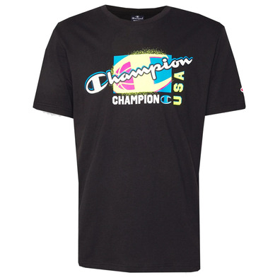 Champion Basketball Legacy Script Logo Spray Neon Tee "Black"