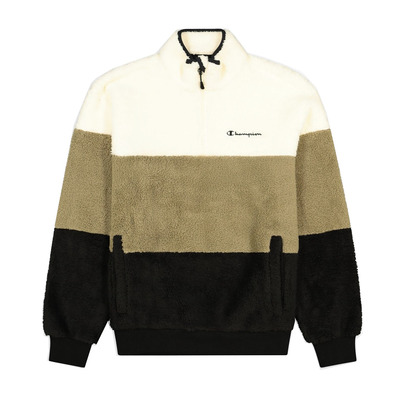 Champion Legacy Sherpa Graduated Panelled Half Z-Up Fleece Sweatshirt "Black-Cream"