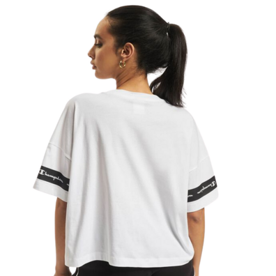 Champion Legacy Wm´s Sleeves Script Print Logo Cropped Tee "White"