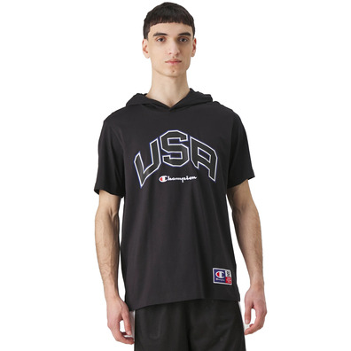 Champion Sport Lifestyle Basketball USA Logo Comfort Fit T-Shirt Hooded "Black"