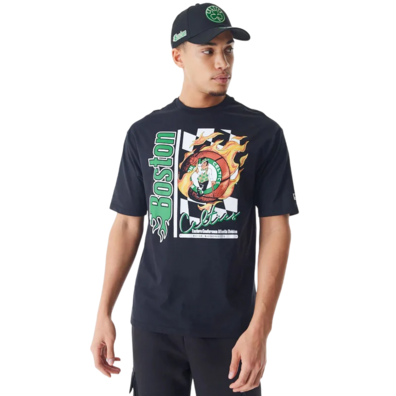 New Era NBA Boston Celtics Flame Print Oversized T-Shirt