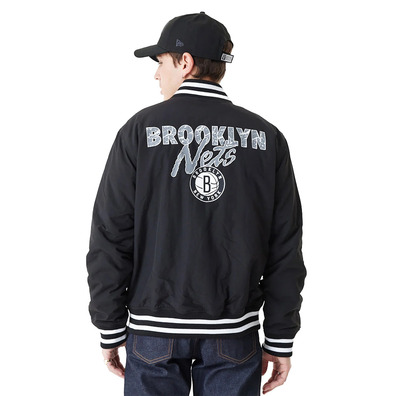 New Era NBA Brooklyn Nets Team Script Bomber Jacket