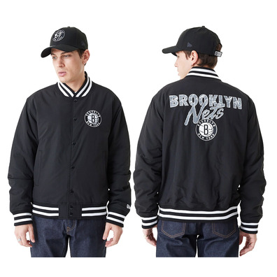 New Era NBA Brooklyn Nets Team Script Bomber Jacket