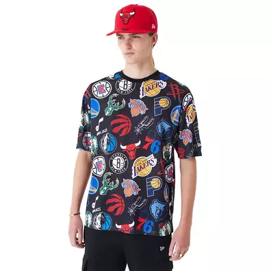 New Era NBA Logo Team All Over Print Mesh Oversized T-Shirt