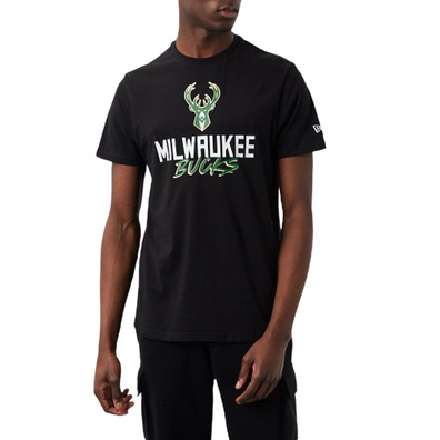 New Era NBA Milwaukee Bucks Script Logo Tee "Black"