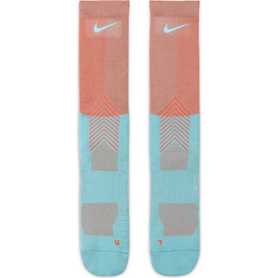 Nike Elite Crew Basketball Socks "Bright Coral/Copa/Silver"