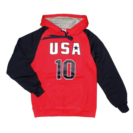 Sudadera Básica Capucha USA Nº 10 (rojo/marino)