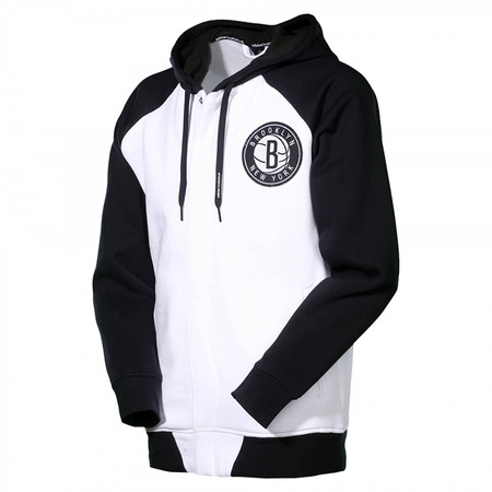 Adidas Sudadera FZ Washed Brooklyn Nets (blanco/negro)