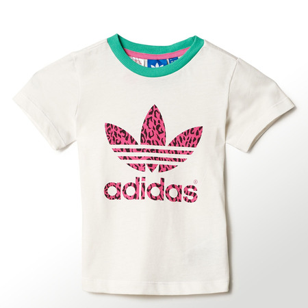 Adidas Original Camiseta Bebé Cheetah Trefoil (blanco/cream/rosa/turquesa)