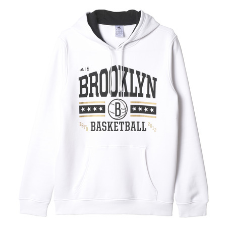 Adidas NBA Washed Pullover Hoody Brooklyn Nets (Blanc/Noir)