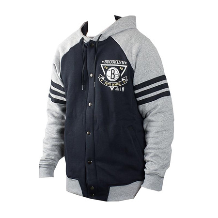 Adidas Washed Baseball Jacket Brooklyn Nets(Gris/Noir)