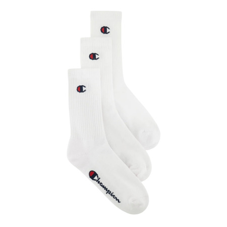 Champion 3 Pack Crew C Logo Socks "White"