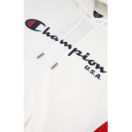 Champion Basketball USA Script Logo Tape Fleece Hoodie "White"