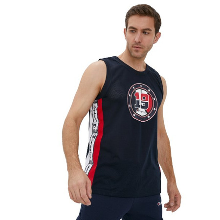 Champion Basketaball USA Script Logo Tape Tank Top Mesh "Navy"