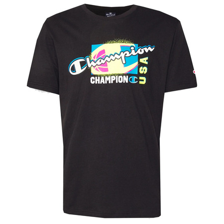 Champion Basketball Legacy Script Logo Spray Neon Tee "Black"