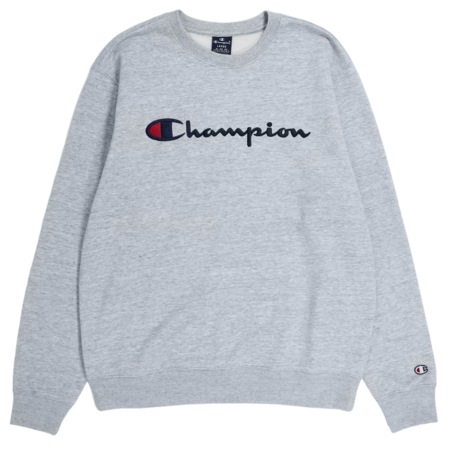 Champion Embroidered Big Logo Crewneck Sweatshirt "Light Grey"