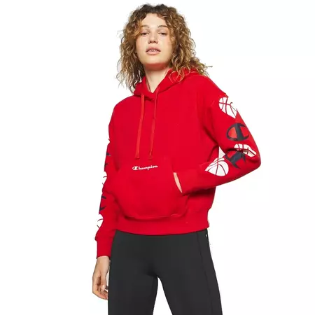 Champion Wm´s Legacy Logo Sleeves Love Hoodie "Red"