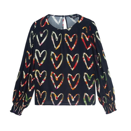 Desigual Loose Crepe Hearts Blouse (black)