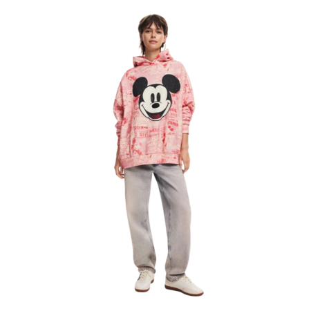 Desigual Mickey Mouse Hoodie with Drawstring "Pink"