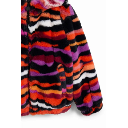 Desigual Multicolored animal print faux fur jacket