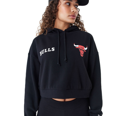 New Era NBA Womens Chicago Bulls Team Logo Crop Pullover Hoodie