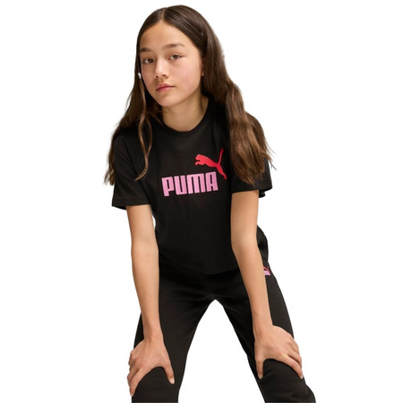 Puma Girls Logo Cropped Tee "Black"