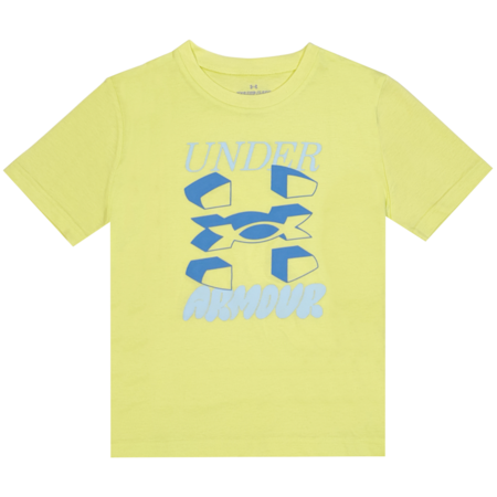 UA Boys' Split Big Logo Short Sleeve "Sonic Yellow-Ether Blue"