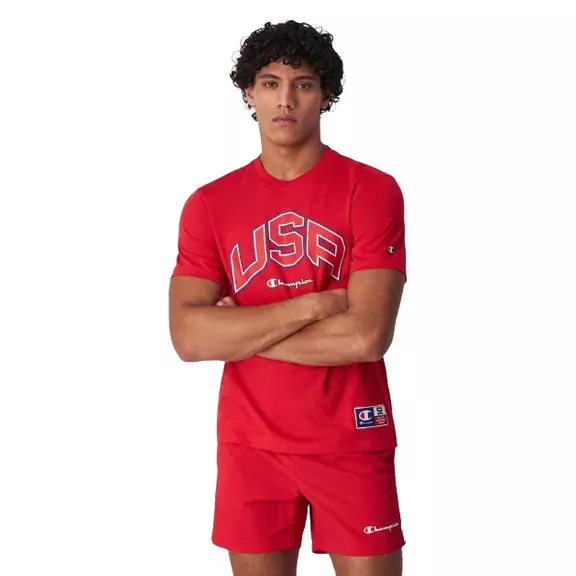 Champion Sport Lifestyle Basketball USA Logo Comfort Fit T-Shirt "Red"