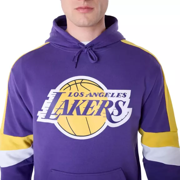 New Era NBA LA Lakers Colour Block Oversized Pullover Hoodie