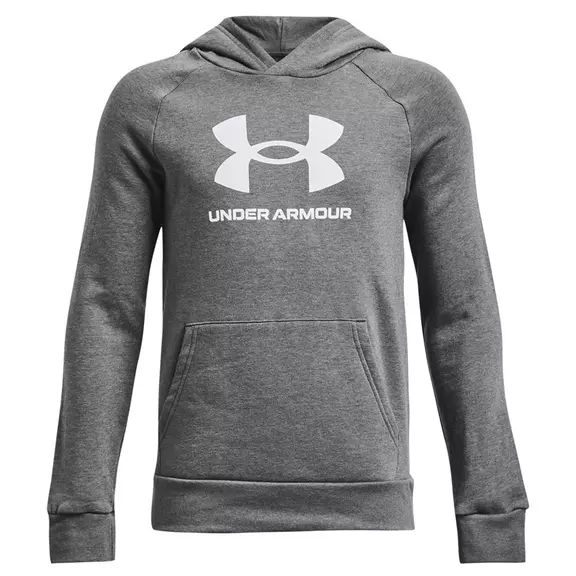 UA Boys' Rival Fleece Big Logo Hoodie "Castlerock Light Heather"