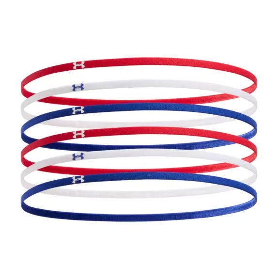 UA Unisex Mini Elastic 6-Pack Headbands "Red-White"