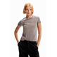 Desigual Slim Rhinestone T-shirt "Gray"