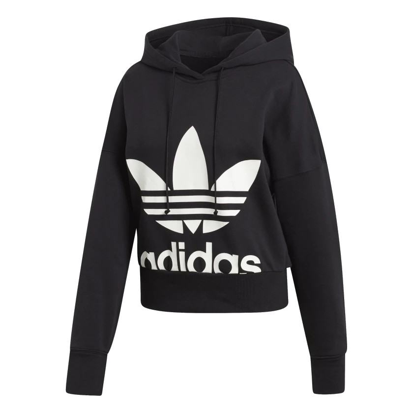 Adidas black trefoil pullover cropped hoodie best sale